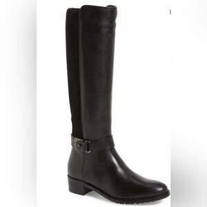 Aquatalia Olita Black Italian Leather Weatherproof Knee-High Boots Size 8.5